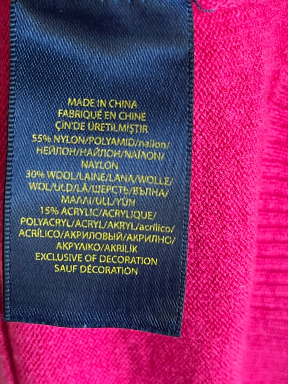 Polo by Ralph Lauren Crewneck Sweater Bright Pink Girls Wool Blend Medium 8/10 - Picture 4 of 8
